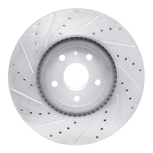 Buick Regal Brake Rotor (1) - Front Right - R1 Concepts - Drilled & Slotted - Silver - `13-`19